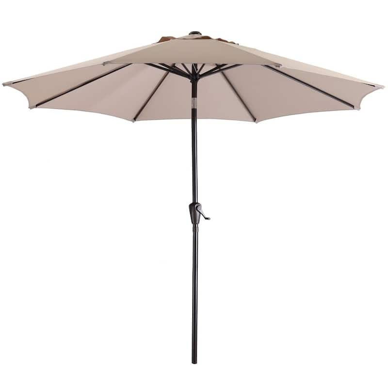 9 ft. Steel Market Tilt Pation Umbrella in Beige with Push Button