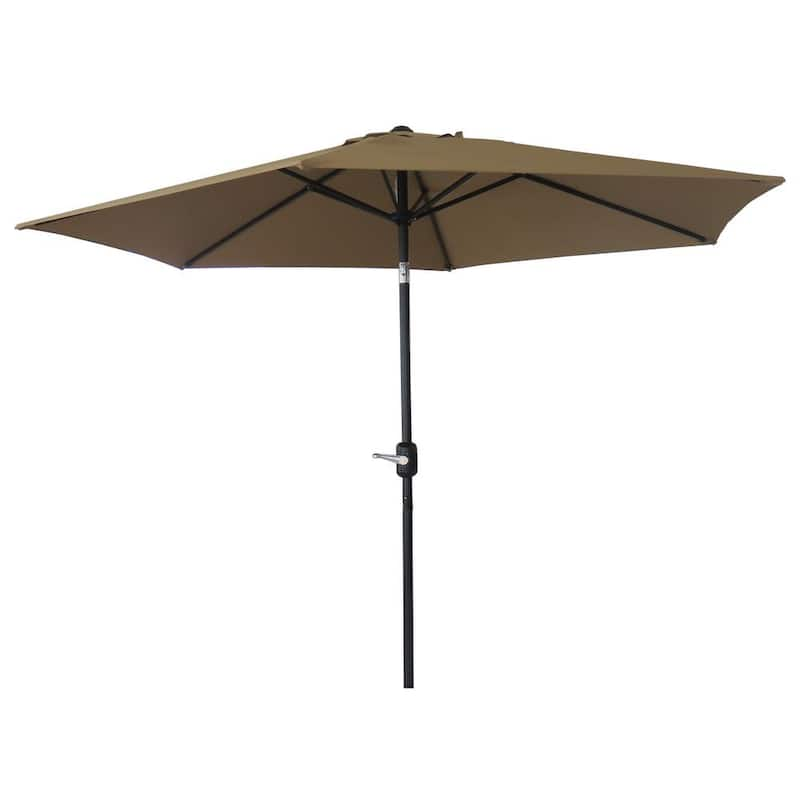 9 ft. Steel Market Outdoor Tilt Patio Umbrella in Brown