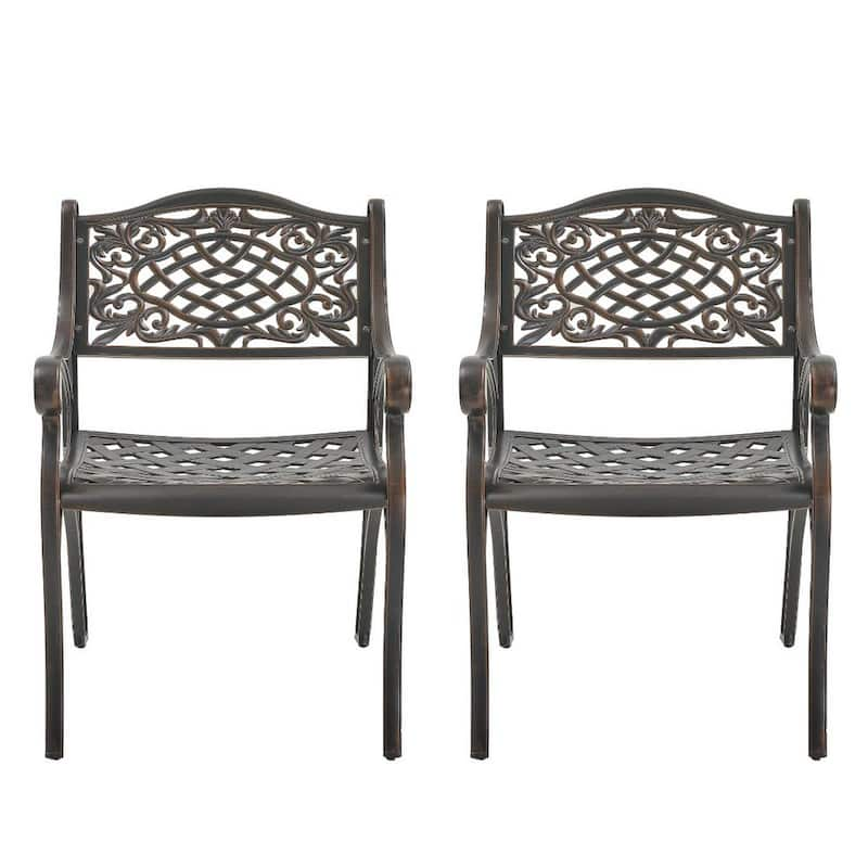 Bronze Outdoor Patio Cast Aluminum Bench Chair