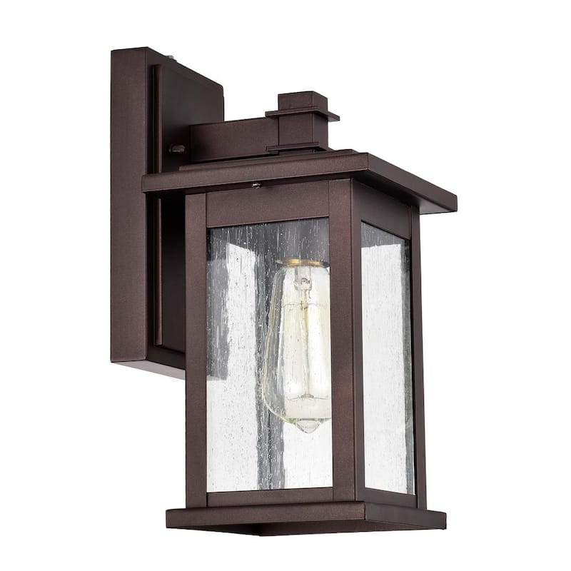 1-Light Brownish Red Outdoor Wall Lantern Sconce with Dusk to Dawn Sensor (1-Pack)