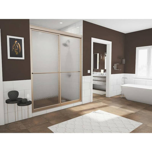 Newport 50 in. to 51.625 in. x 70 in. Framed Sliding Shower Door with Towel Bar in Brushed Nickel and Aquatex Glass