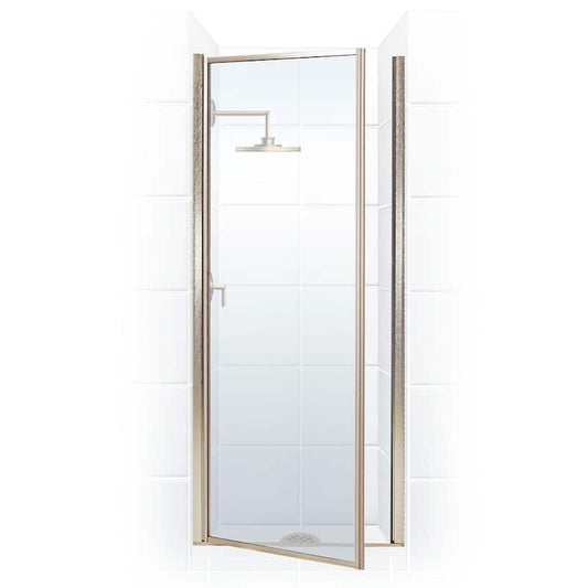 Legend 21.625 in. to 22.625 in. x 64 in. Framed Hinged Shower Door in Brushed Nickel with Clear Glass