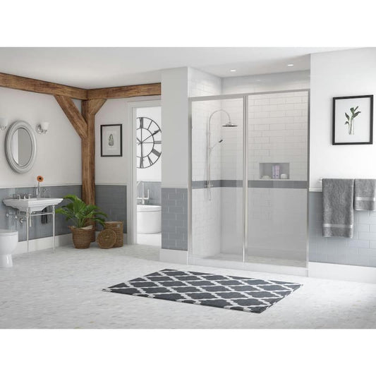 Legend 36.5 in. to 38 in. x 66 in. Framed Hinge Swing Shower Door with Inline Panel in Chrome with Clear Glass