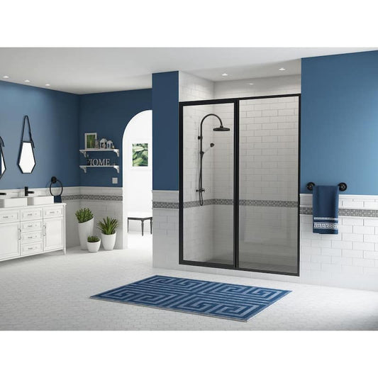 Legend 36.5 in. to 38 in. x 69 in. Framed Hinged Swing Shower Door with Inline Panel in Matte Black with Clear Glass