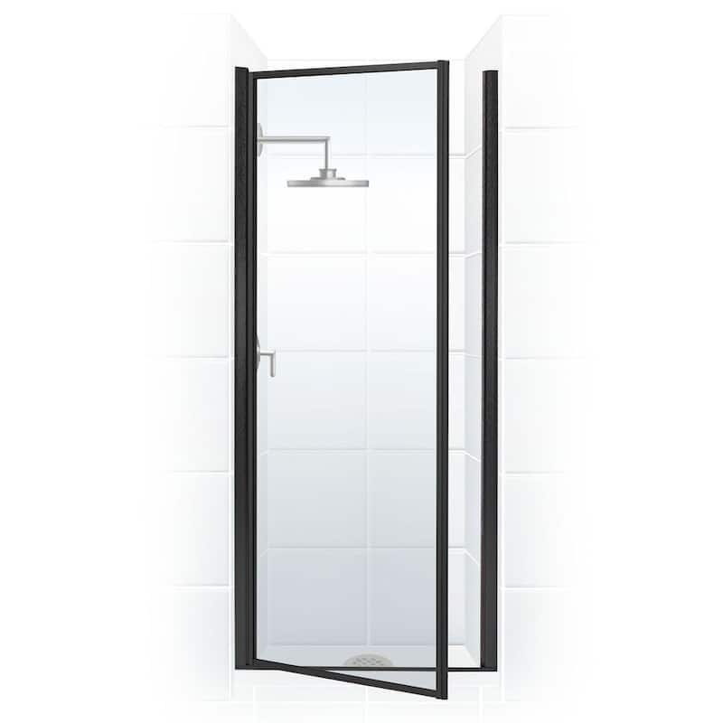 Legend 24.625 in. to 25.625 in. x 64 in. Framed Hinged Shower Door in Matte Black with Clear Glass