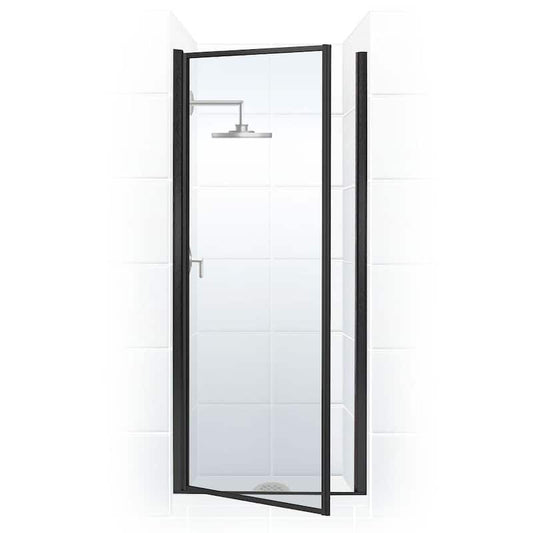 Legend 24.625 in. to 25.625 in. x 64 in. Framed Hinged Shower Door in Matte Black with Clear Glass