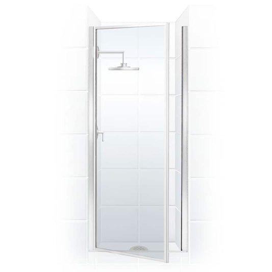 Legend 25.625 in. to 26.625 in. x 69 in. Framed Hinged Shower Door in Chrome with Clear Glass