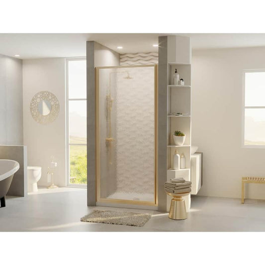 Legend 26.625 in. to 27.625 in. x 64 in. Framed Hinged Shower Door in Brushed Nickel with Obscure Glass