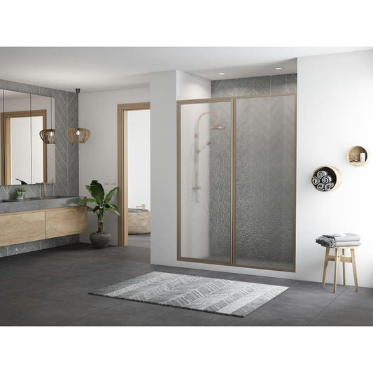 Legend 45.5 in. to 47 in. x 69 in. Framed Hinge Swing Shower Door with Inline Panel in Brushed Nickel with Obscure Glass