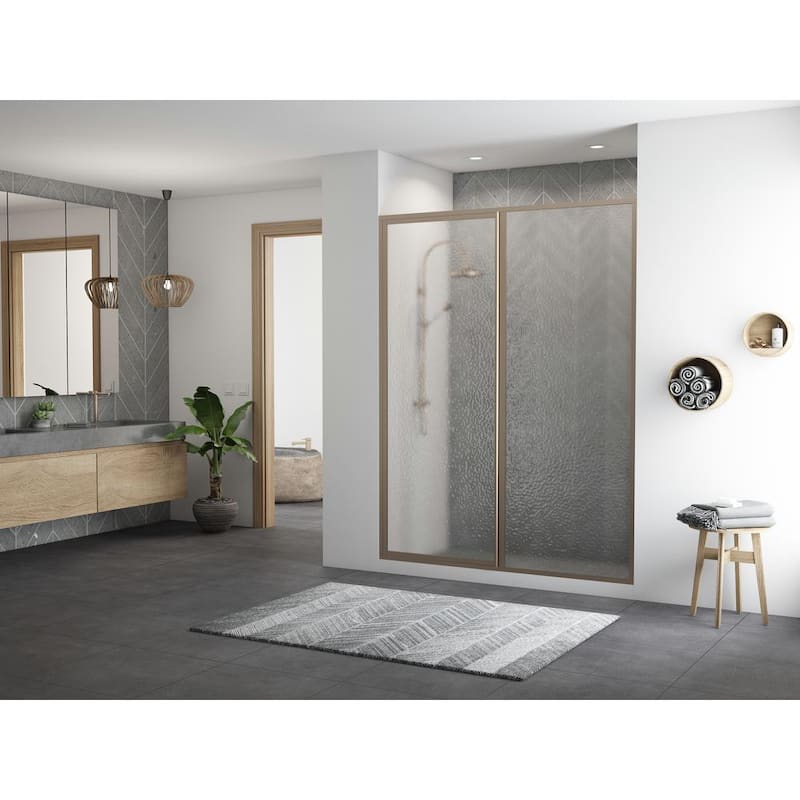 Legend 46.5 in. to 48 in. x 69 in. Framed Hinge Swing Shower Door with Inline Panel in Brushed Nickel with Obscure Glass