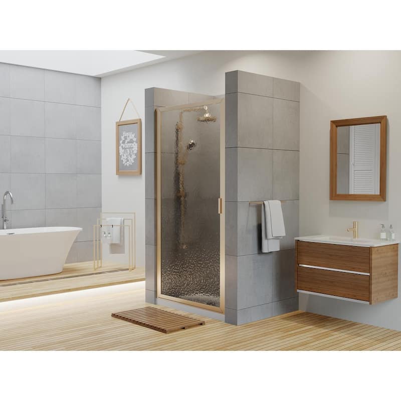 Paragon 24 in. to 24.75 in. x 66 in. Framed Continuous Hinged Shower Door in Brushed Nickel with Aquatex Glass