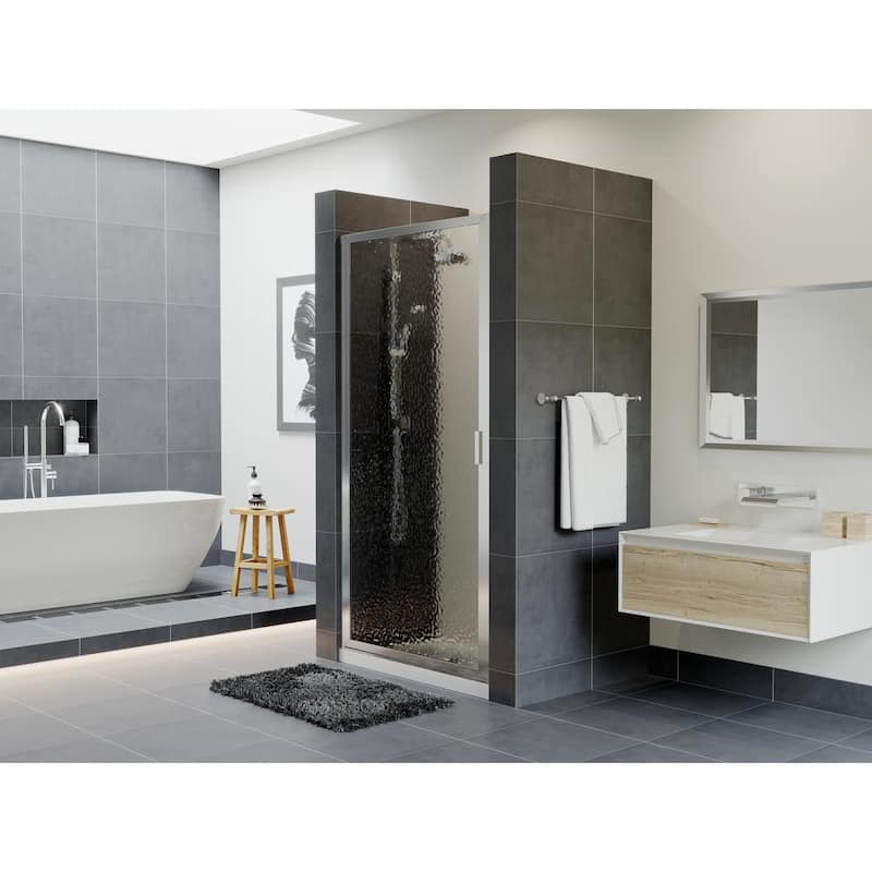 Paragon 26 in. to 26.75 in. x 70 in. Framed Continuous Hinged Shower Door in Chrome with Aquatex Glass