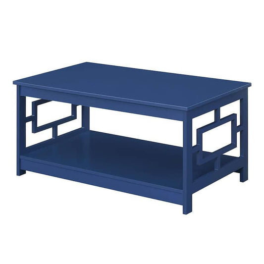 Town Square 39.25 in Cobalt Blue 18 in. Rectangular MDF Coffee Table with Shelf