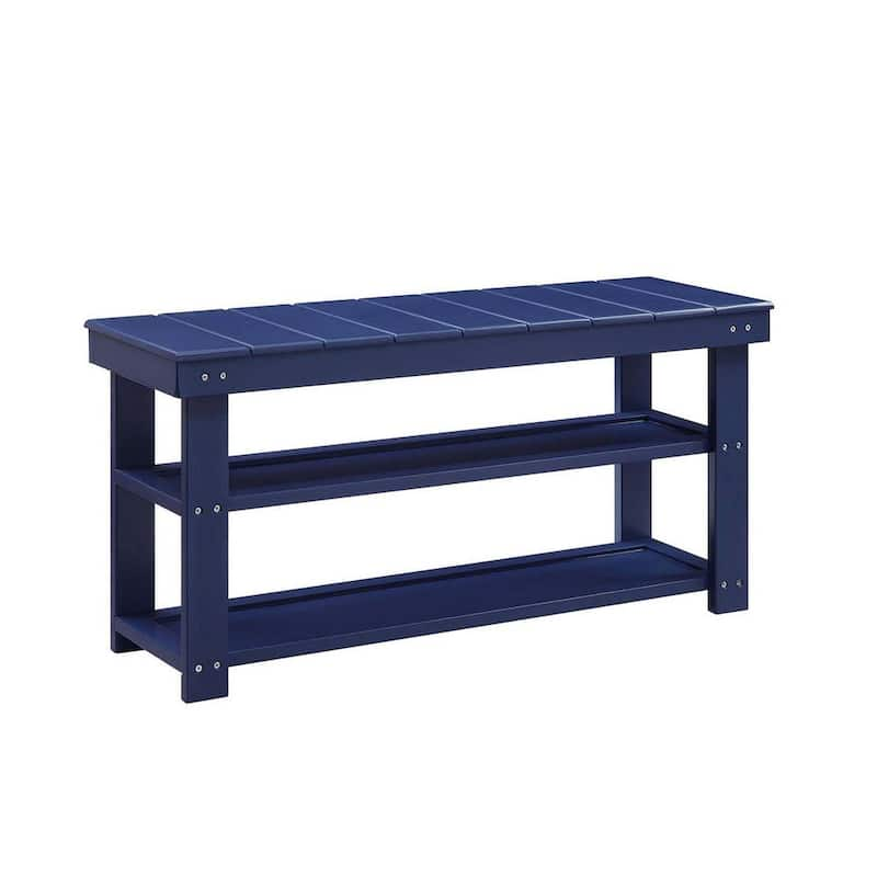 Oxford Cobalt Blue Bench with Shelves 17 in. H x 35.5 in. W x 12 in. D