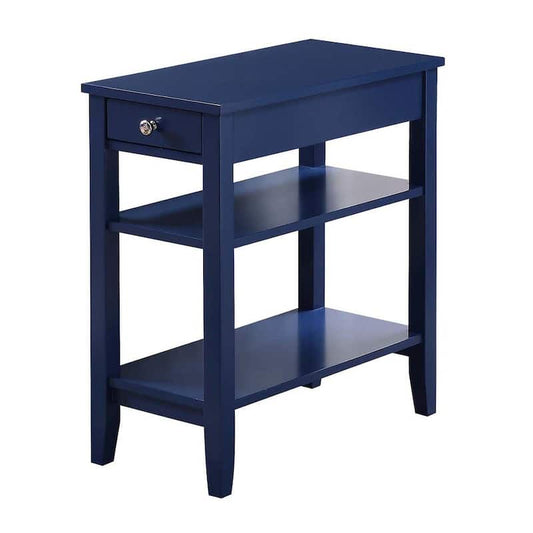 American Heritage Cobalt Blue Three Tier with Drawer End Table