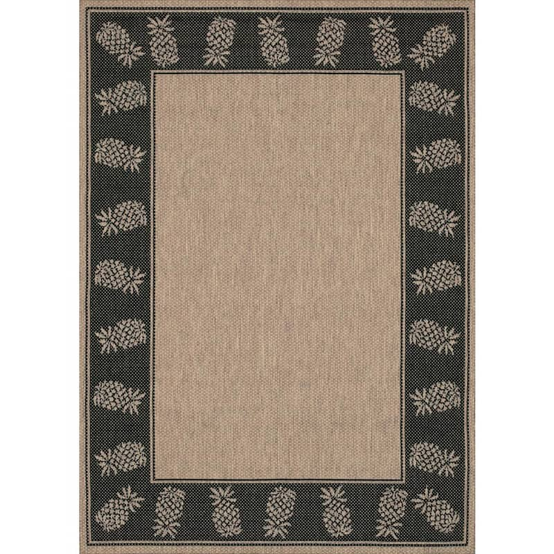 Recife Tropics Cocoa-Black 3 ft. 9 in. x 5 ft. 5 in. Indoor/Outdoor Area Rug