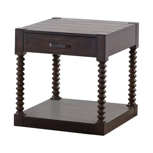 Christine 23.25 in. Coffee Bean Rectangle Wood End Table with Drawer