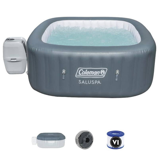 SaluSpa 6-Person 114 AirJets Inflatable Squared Hot Tub Spa, Grey