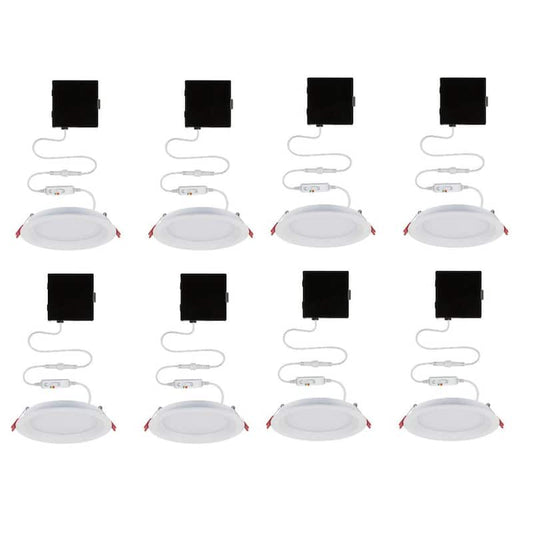 Slim Baffle 6 in. Color Selectable New Construction and Remodel Canless Recessed Integrated LED Kit (8-Pack)