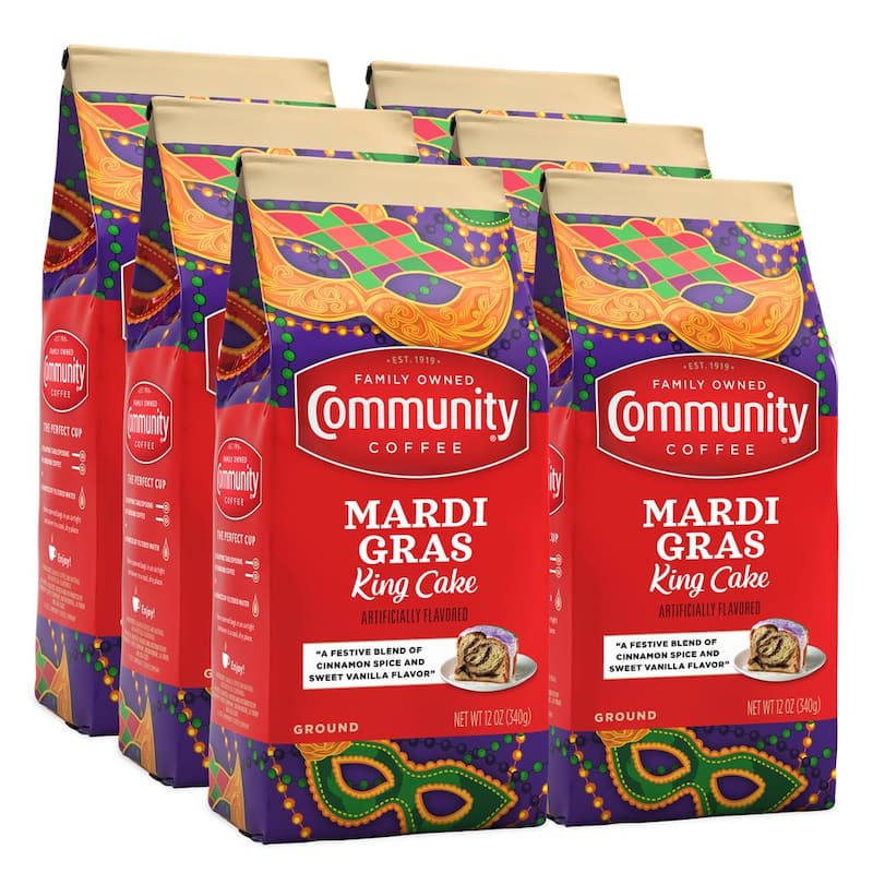 Mardi Gras 12 Oz. King Cake Premium Ground Coffee (6-Pack)