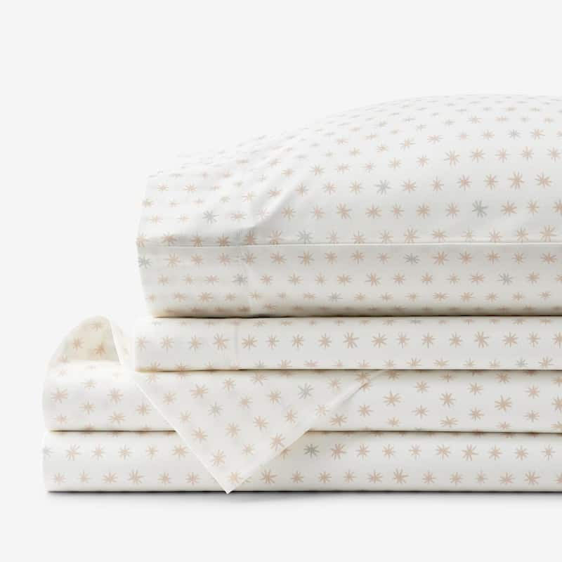 Company Kids Ditsy Stars Pink Organic Cotton Percale Twin Sheet Set