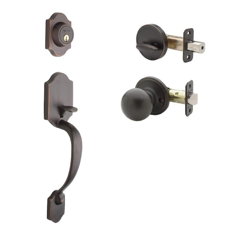 Heritage Tuscan Bronze Door Handleset and Ball Knob Trim