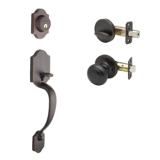 Heritage Tuscan Bronze Door Handleset and Colonial Knob Trim