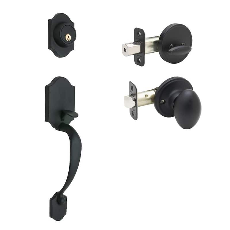 Heritage Black Door Handleset and Egg Knob Trim