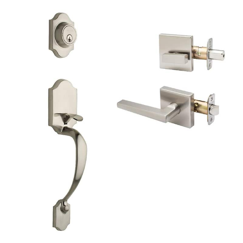 Heritage Satin Stainless Door Handleset and Verona Handle Trim