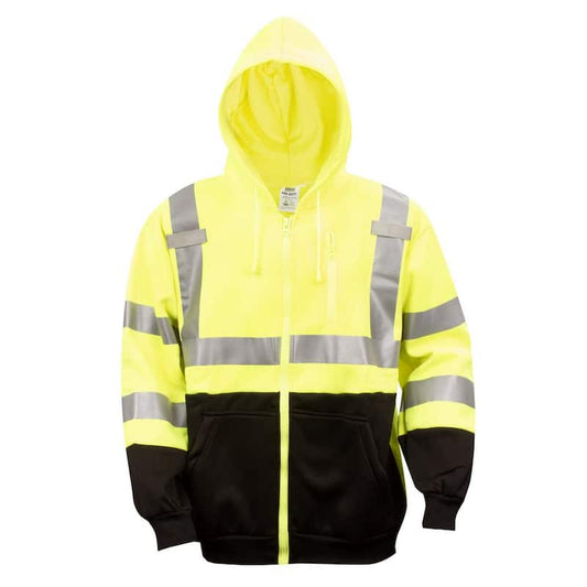 COR-BRITE Type R Class 3 Medium Full-Zip Sweatshirt in Lime with Hood