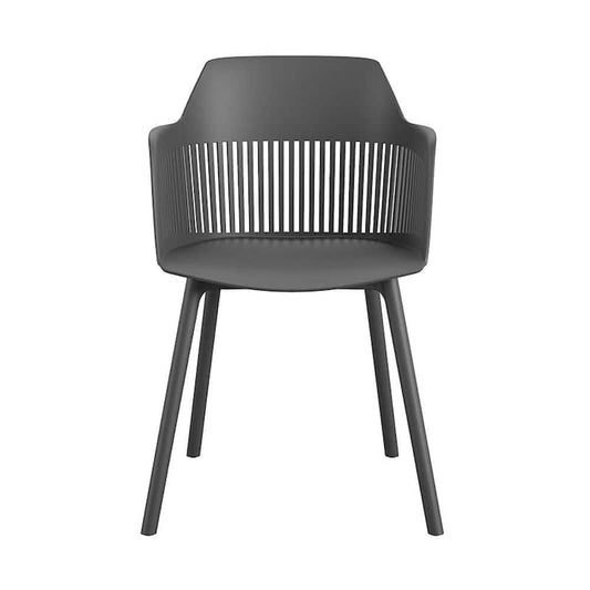 CosmoLiving by Cosmopolitan Camelo Collection Black Slat Back Resin Outdoor Dining Chair (2-Pack)