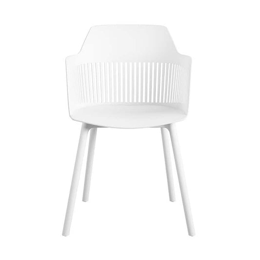 CosmoLiving by Cosmopolitan Camelo Collection White Slat Back Resin Outdoor Dining Chair (2-Pack)