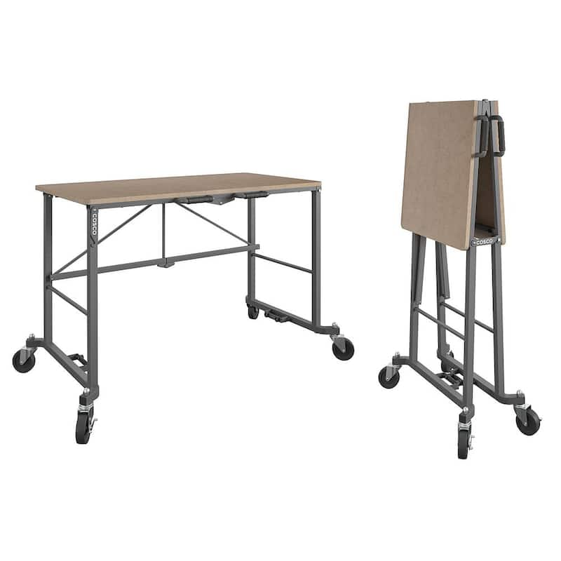 Smartfold Portable Folding Work Desk with MDF Work Top (Gray, 350 lbs.)