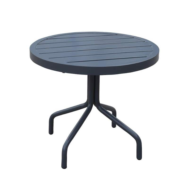 Santa Fe 20 in. Round Side Table Aluminum Slat Top