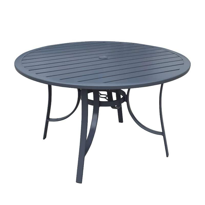 Santa Fe 48 in. Round Aluminum Dining Table with Slat Top