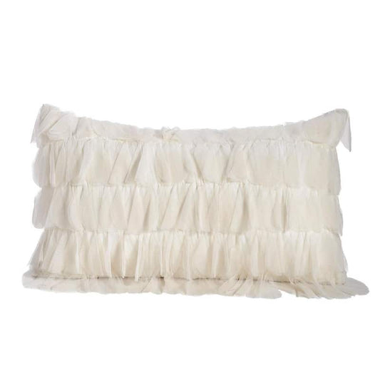 Chichi Ivory Cascading Tulle Petal Decorative Throw Pillow