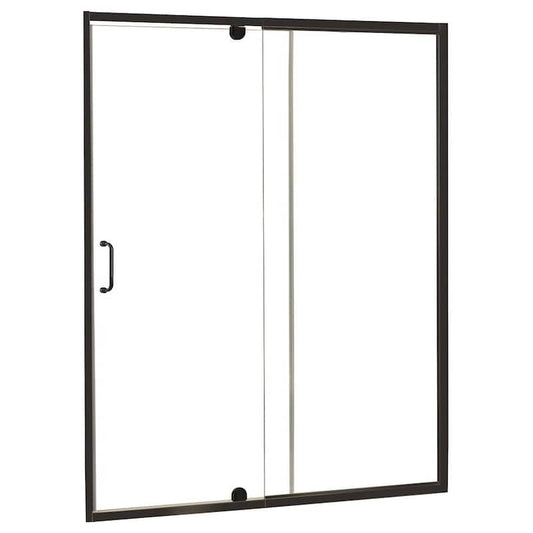 Cove 48 in. W x 69 in. H Semi-Frameless Pivot Shower Door and Fixed Panel in Oil Rubbed Bronze with C-Handle and Knob