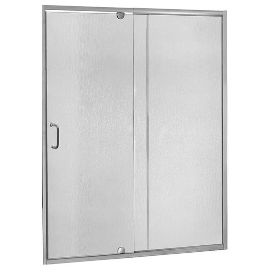 Cove 48 in. W x 69 in. H Semi-Frameless Pivot Shower Door and Fixed Panel in Silver with C-Handle and Knob