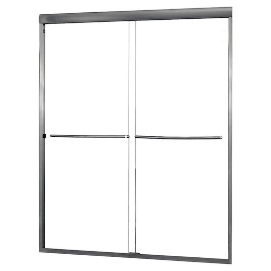 Cove 42 in. - 46 in. x 65 in. H Frameless Sliding Shower Door in Brushed Nickel with 1/4 in. Clear Glass