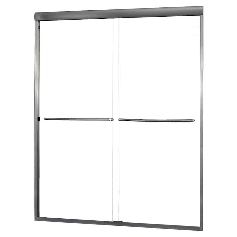 Cove 60 in. x 72 in. H. Semi-Framed Sliding Shower Door in Brushed Nickel with 1/4 in. Clear Glass