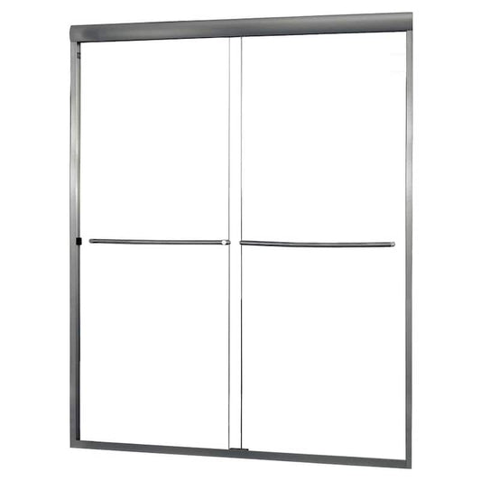 Cove 60 in. x 72 in. H. Semi-Framed Sliding Shower Door in Brushed Nickel with 1/4 in. Clear Glass