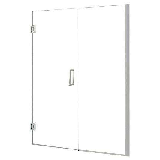 Marina 48 in. W x 74 in. H Pivot Door and Panel Semi Frameless Shower Door in Silver