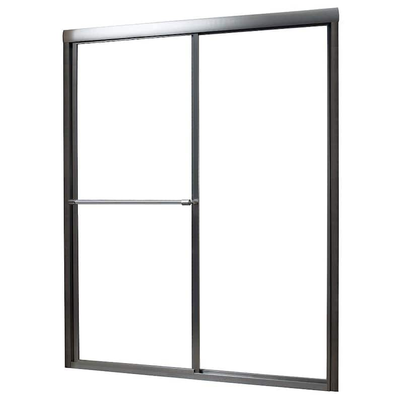 Tides 56 in. to 60 in. x 70 in. H Framed Sliding Shower Door in Brushed Nickel and Clear Glass