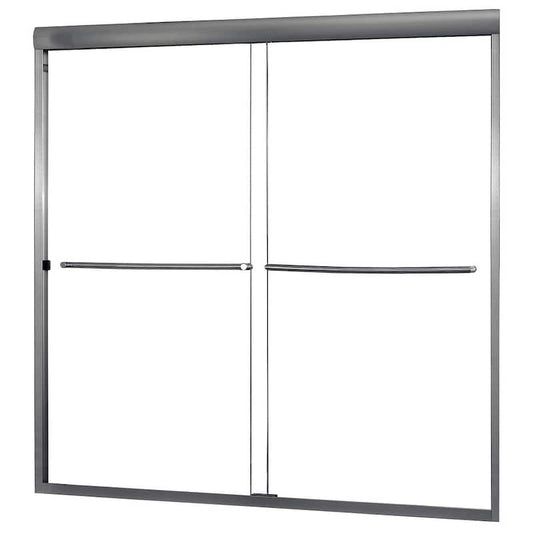 Cove 60 in. x 60 in. Semi-Framed Sliding Bathtub Door in Brushed Nickel with 1/4 in. Clear Glass