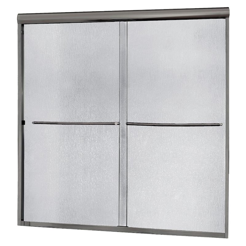 Cove 60 in. x 60 in. Semi-Framed Sliding Tub Door in Brushed Nickel with 1/4 in. Rain Glass