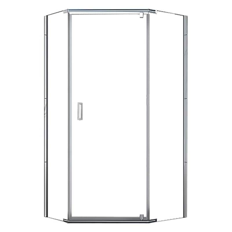 Cove 36 in. W x 74 in. H Neo Angle Pivot Semi Frameless Corner Shower Enclosure in Silver