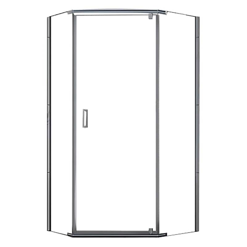 Cove 38 in. W x 74 in. H Neo Angle Pivot Semi Frameless Corner Shower Enclosure in Brushed Nickel with Clear Glass