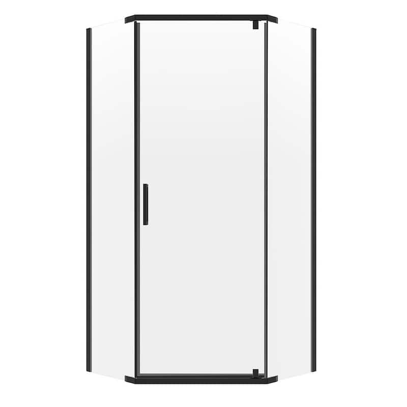 Cove 38 in. W x 74 in. H Neo Angle Pivot Semi Frameless Corner Shower Enclosure in Matte Black