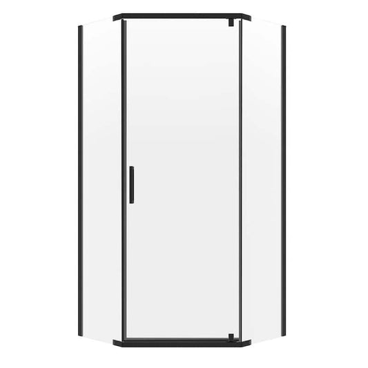 Cove 38 in. W x 74 in. H Neo Angle Pivot Semi Frameless Corner Shower Enclosure in Matte Black