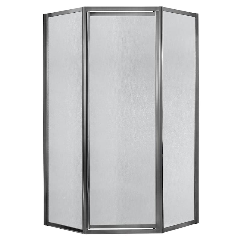 Tides 36 in. W x 70 in. H Neo Angle Pivot Framed Corner Shower Enclosure in Brushed Nickel with Rain Glass